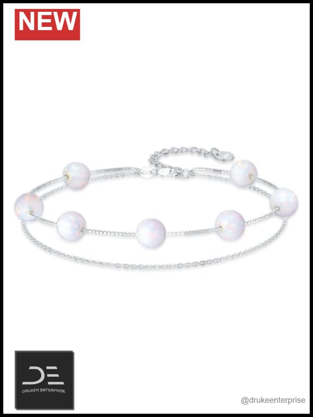 925 Sterling Silver White Opal Tennis Bracelet Women Adjustable Heart 12mm